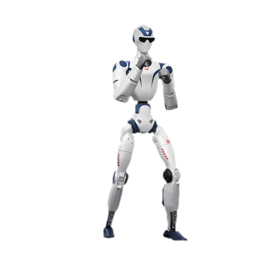 Robô humanoide Unitree R1 PRO em pose de guarda
